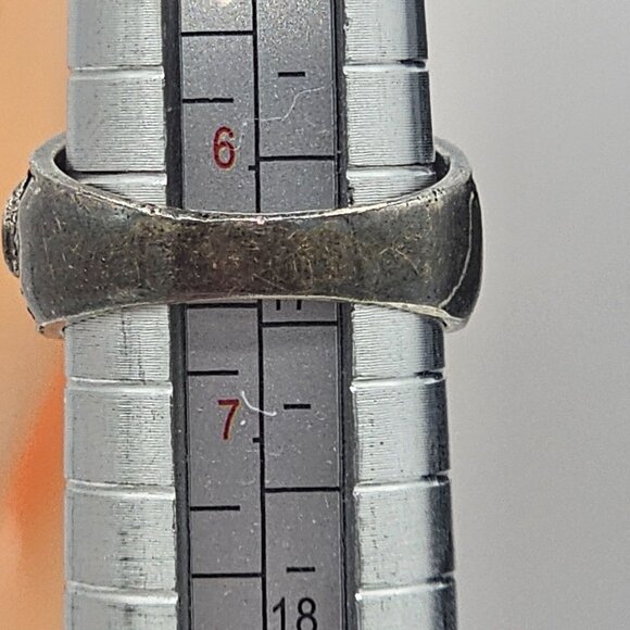 Vintage Sterling Purple Stone Marcasite Ring Intricate Filigree Design Sz 7 - Picture 5 of 9